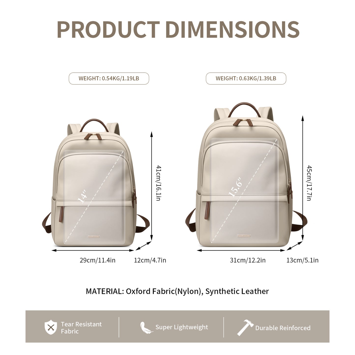 GOLF SUPAGS Laptop Backpack for Women Slim Computer Bag Work Travel College Backpack Purse Fits 14/15.6 Inch Notebook (Black/Dusky Pink/Apricot)