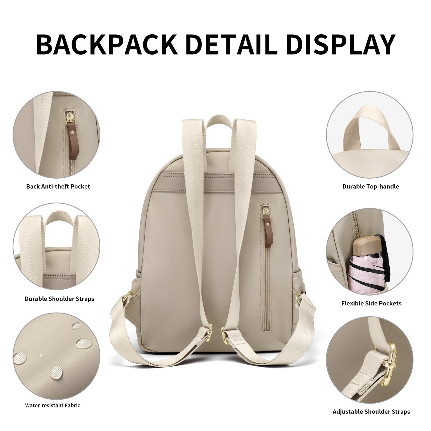 Stylish Backpack Purse for Women Casual Travel Daypack Mini Backpack Handbag Nylon Bookbag