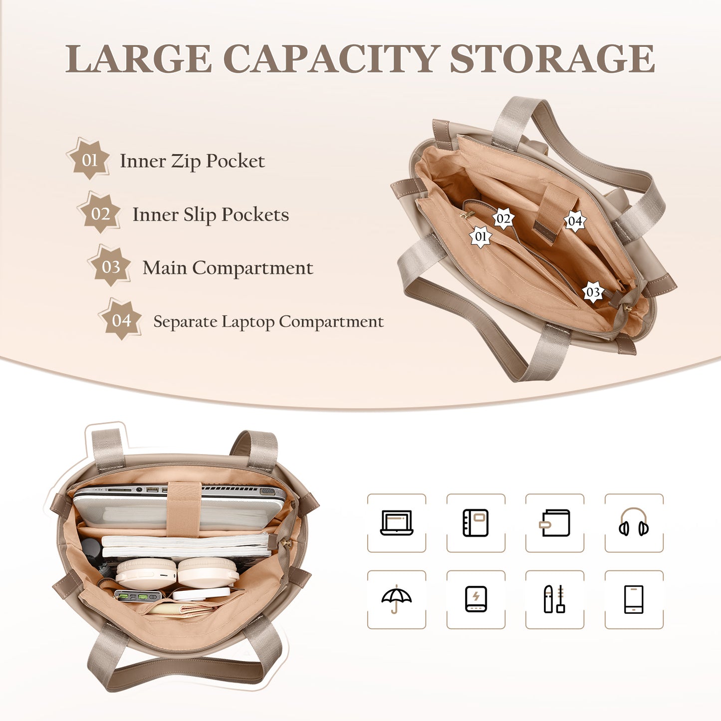 Convertible Laptop Backpack for Women Casual Daypack Notebook Tote Bag for Work College Travel Leisure