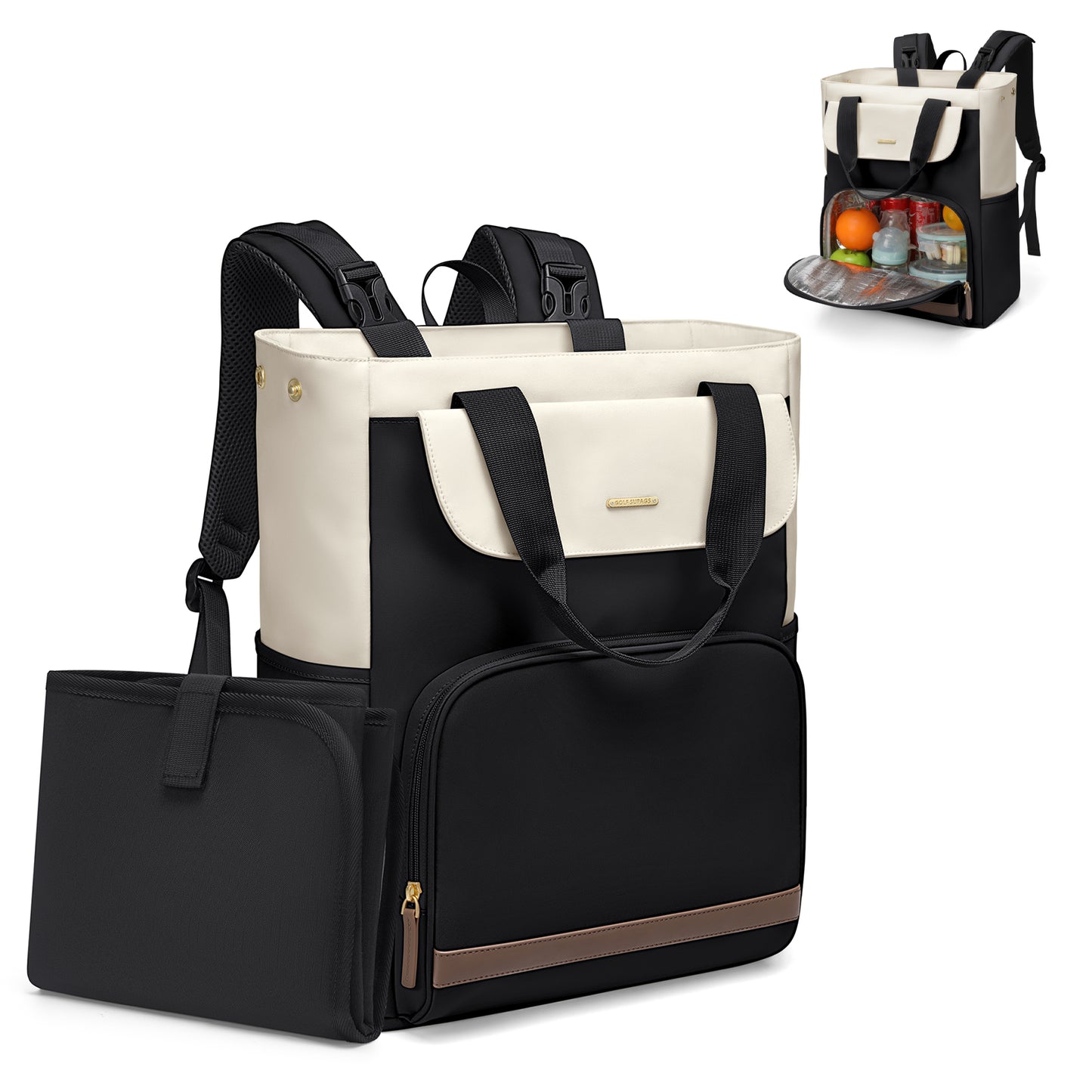 Diaper Bag Backpack with Portable Changing Pad 25L Baby Bag Insulated lunch box Backpack Fits 17.3" Laptop