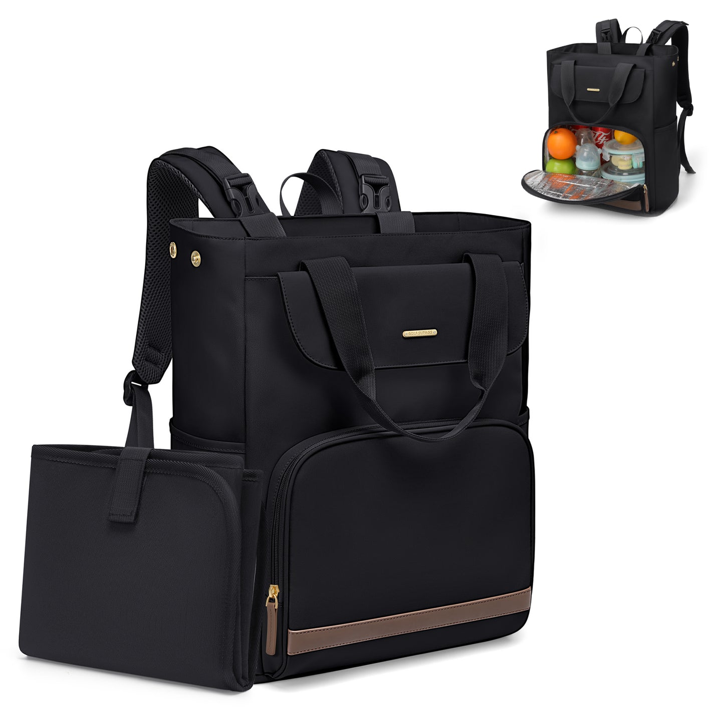 Diaper Bag Backpack with Portable Changing Pad 25L Baby Bag Insulated lunch box Backpack Fits 17.3" Laptop