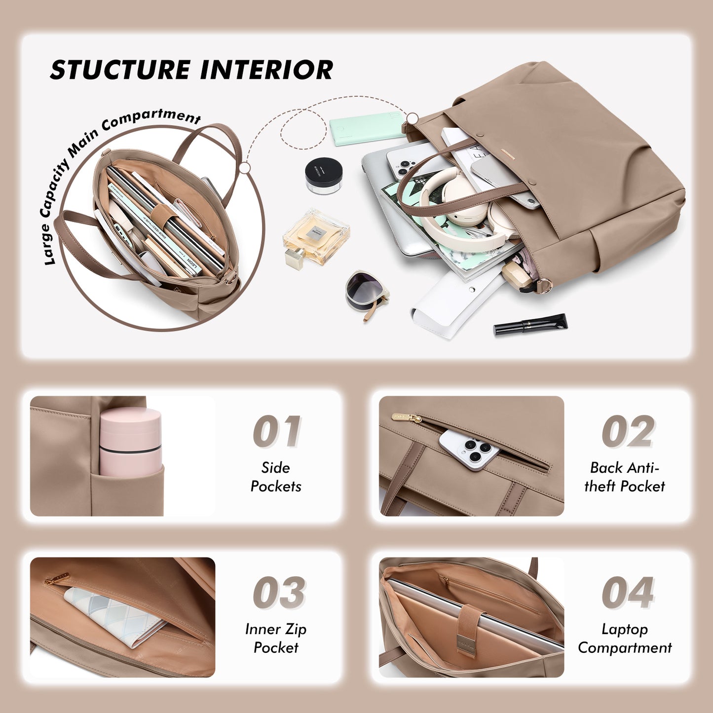 Laptop Tote Bag for Women Notebook Carrying Case Stylish Handbag for Work Travel Leisure