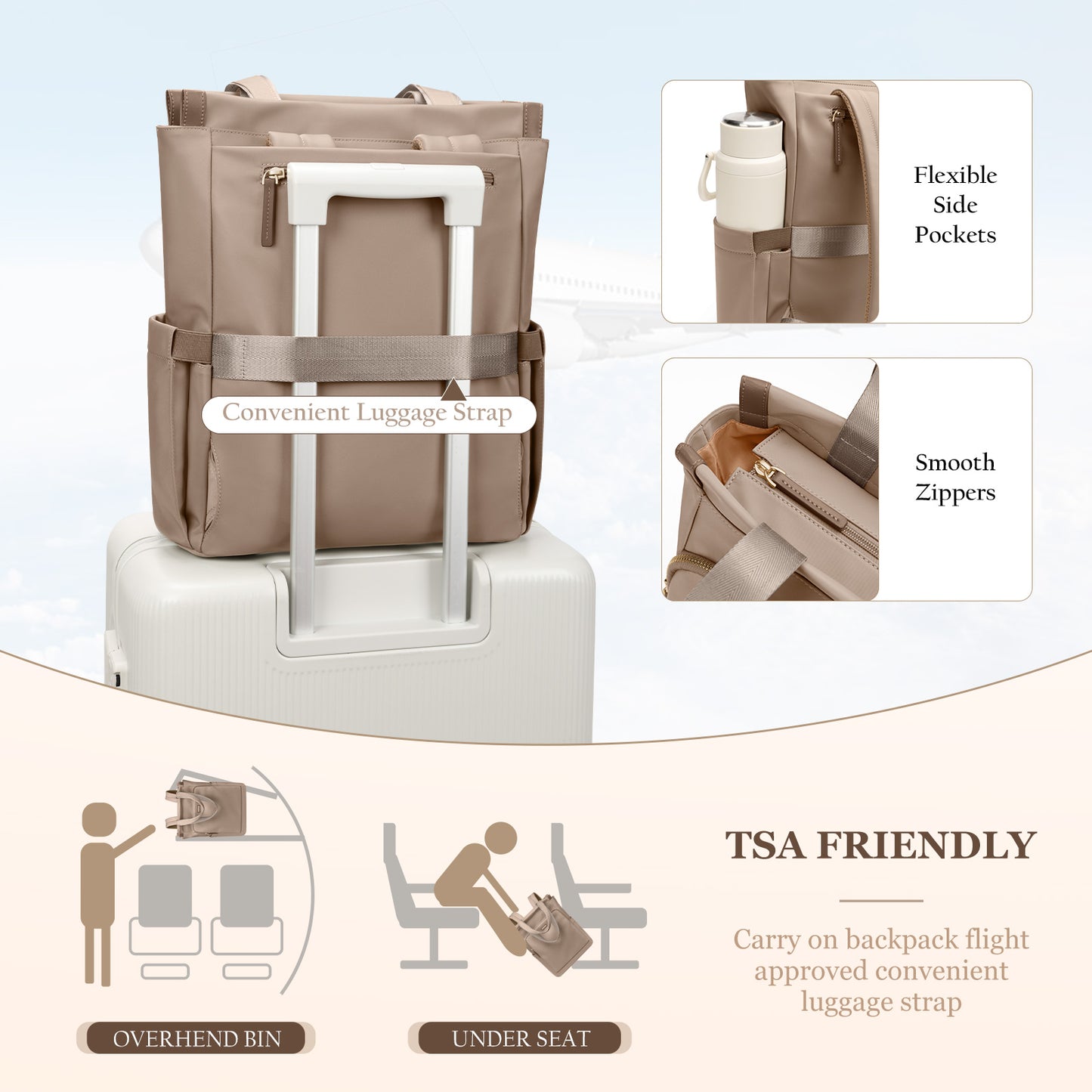 Convertible Laptop Backpack for Women Casual Daypack Notebook Tote Bag for Work College Travel Leisure