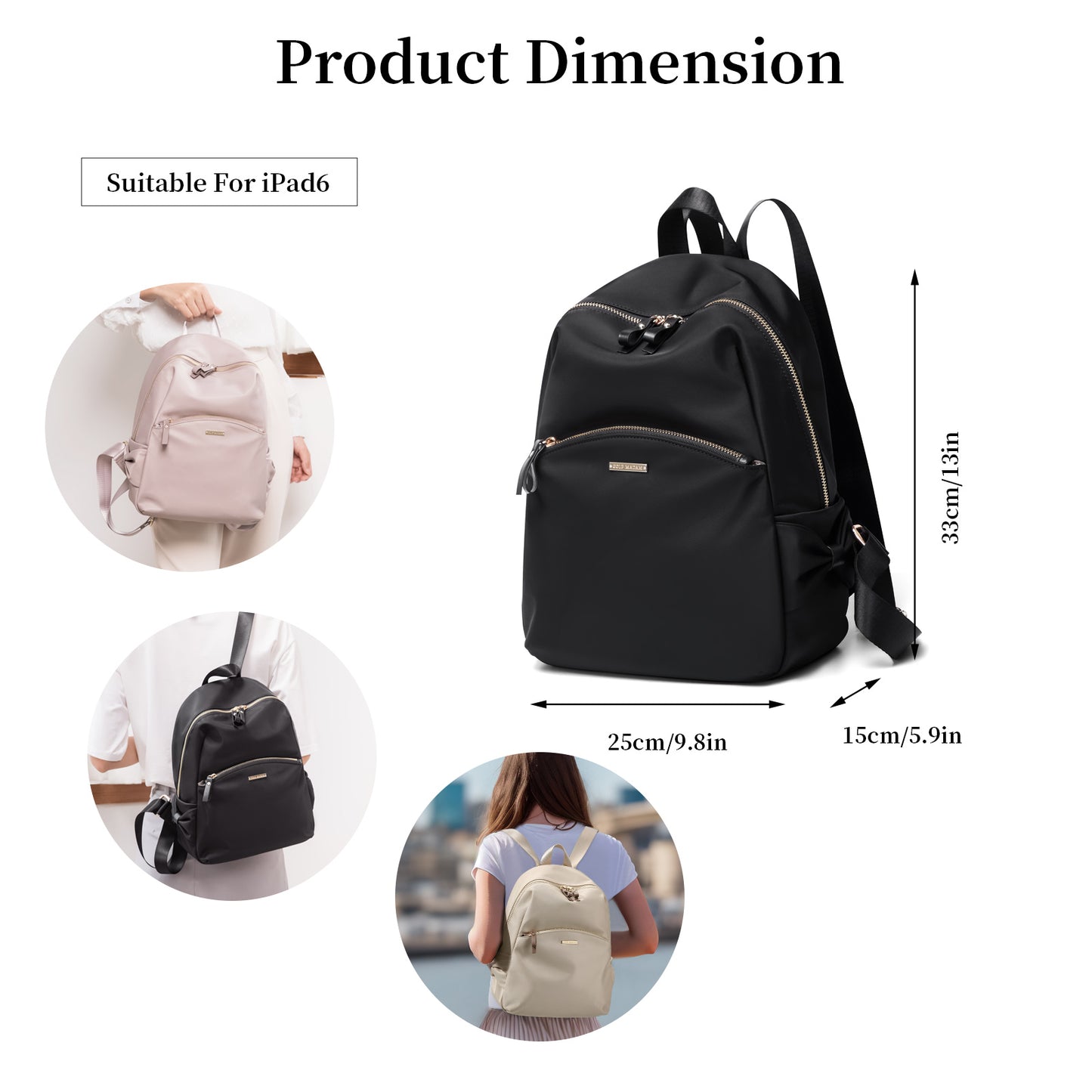 Stylish Backpack Purse for Women Casual Travel Daypack Mini Backpack Handbag Nylon Bookbag