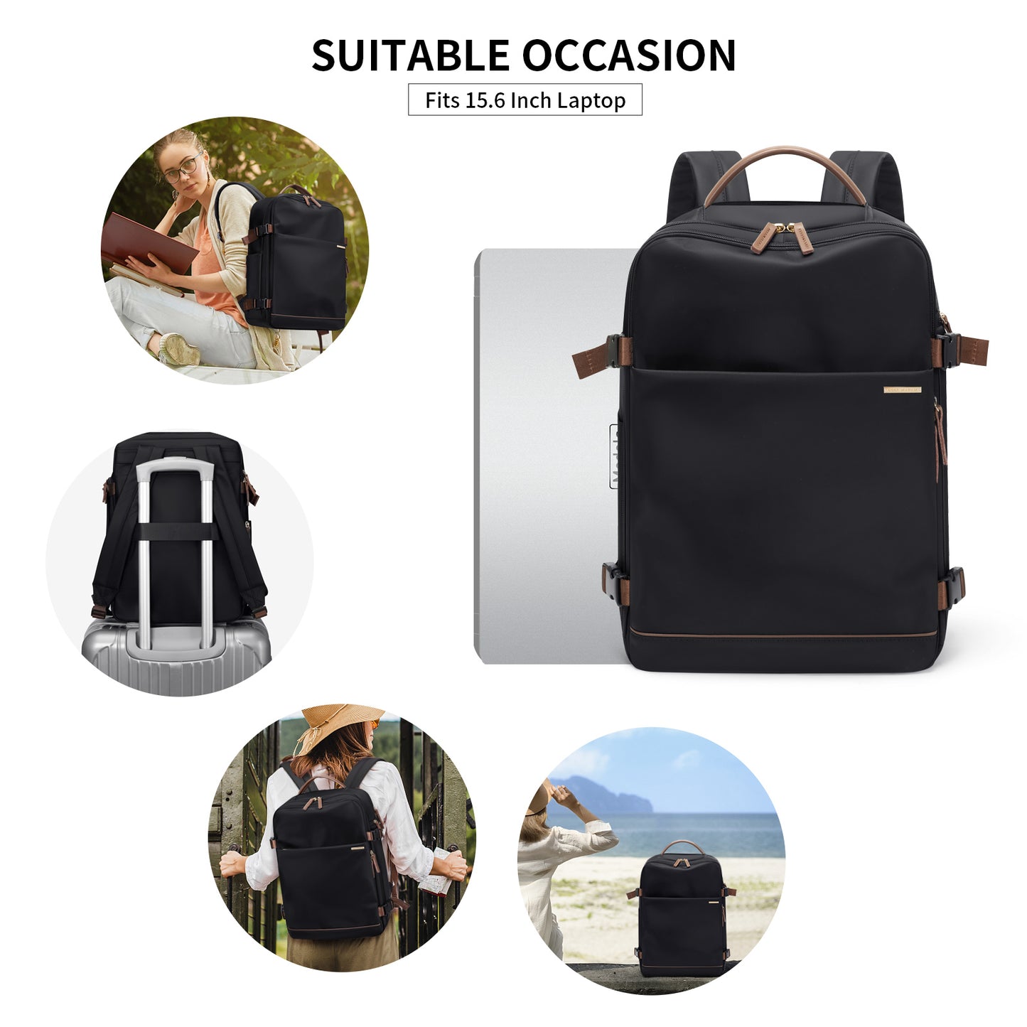 GOLF SUPAGS Laptop Backpack for Women Large Capacity Computer Bag Fits 15.6 Inch Notebook Work Travel Backpacks