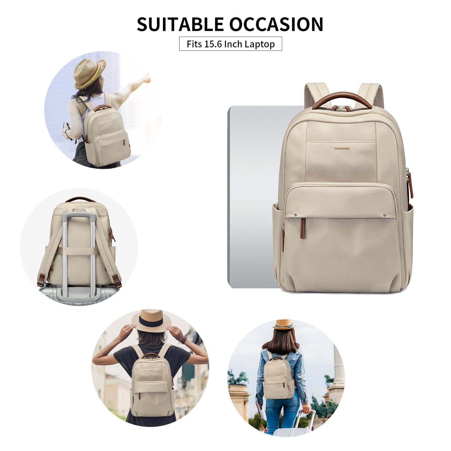 GOLF SUPAGS Laptop Backpack for Women Computer Bag Casual Daypack Fits 15.6 Inch Notebook Work Travel Backpacks