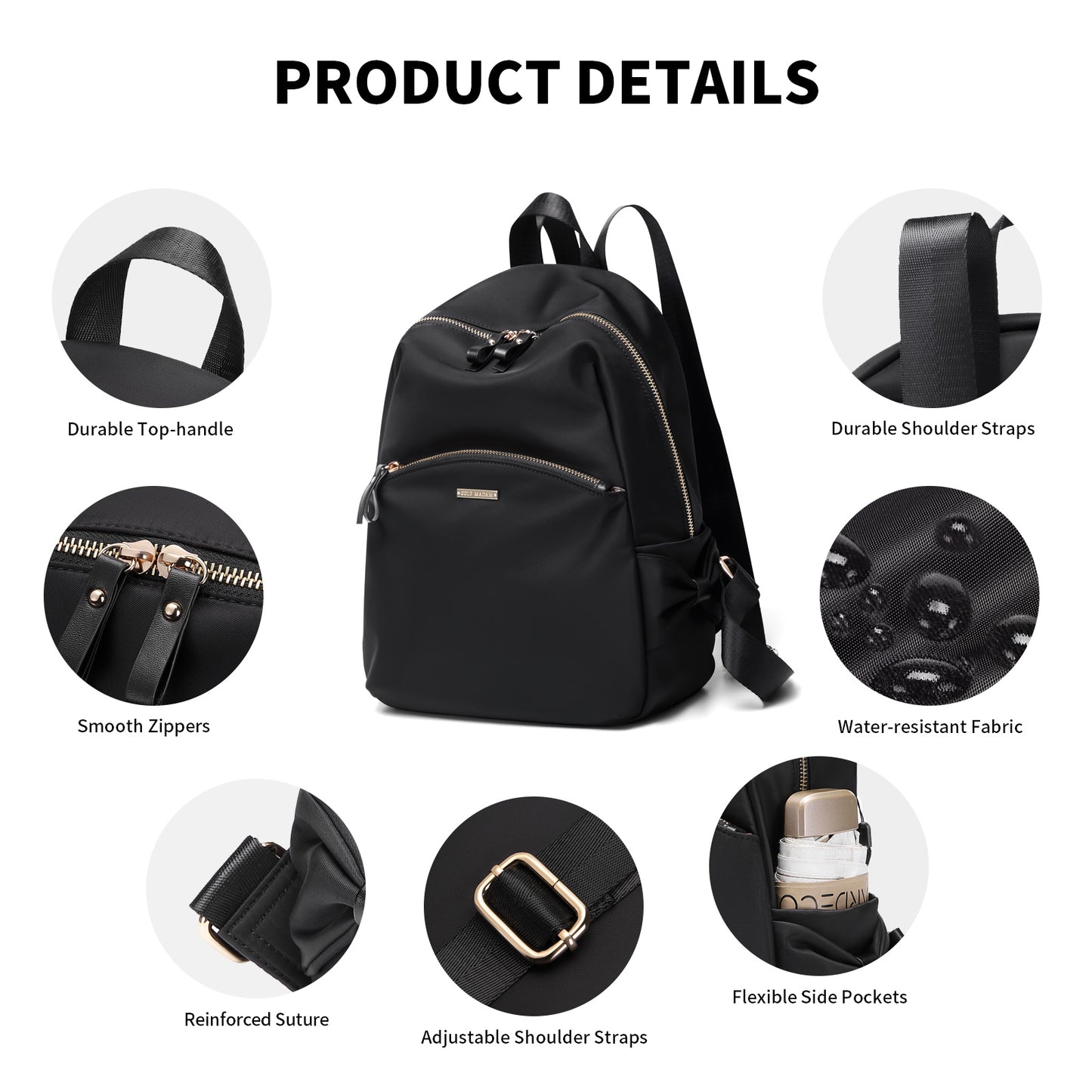 Stylish Backpack Purse for Women Casual Travel Daypack Mini Backpack Handbag Nylon Bookbag