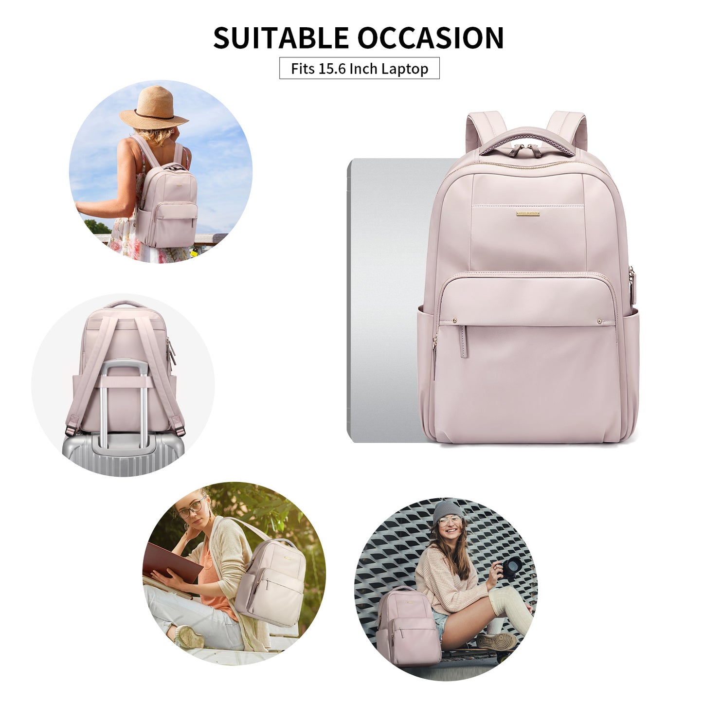 GOLF SUPAGS Laptop Backpack for Women Computer Bag Casual Daypack Fits 15.6 Inch Notebook Work Travel Backpacks