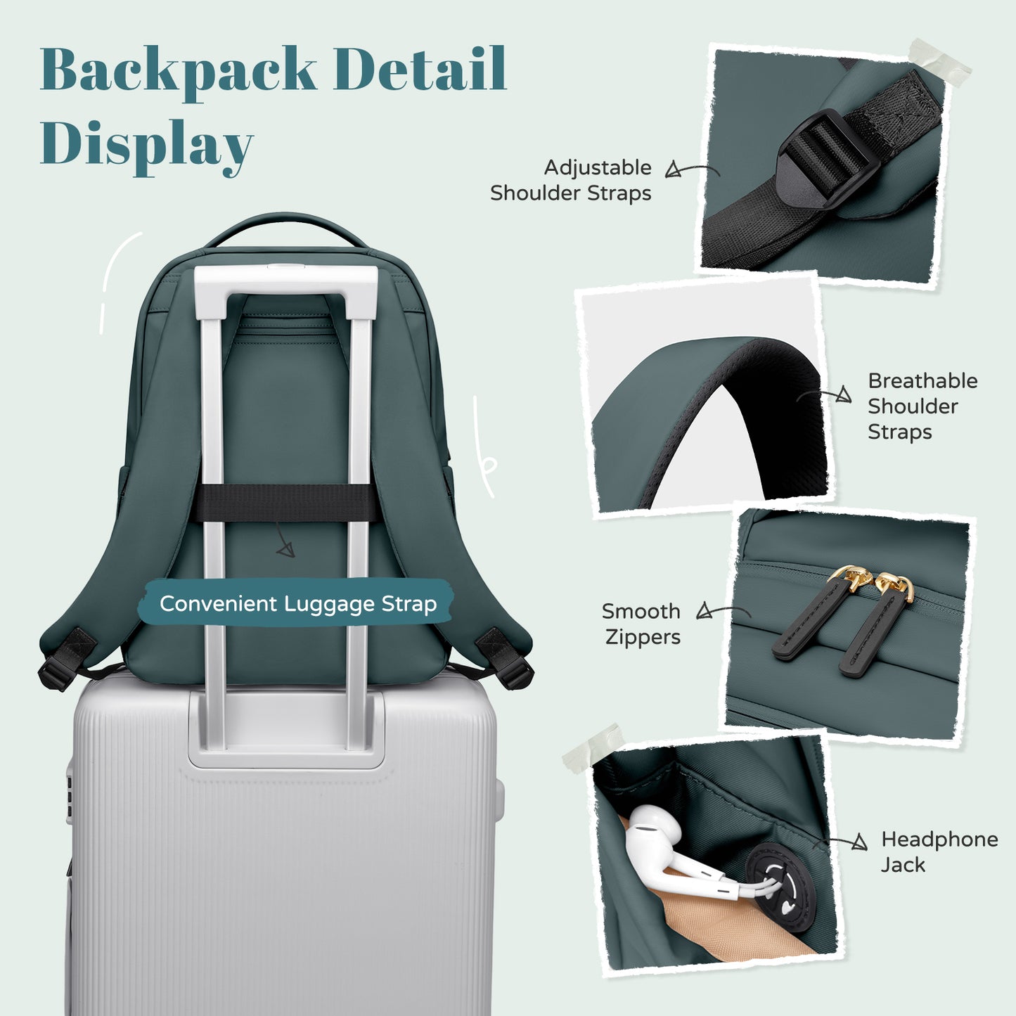 GOLF SUPAGS Multifunctional Laptop Backpack for Work Travel Leisure Water-Resistant Multiple Compartments Business Backpack for Women Fits 15.6 Inch Notebook (Apricot)