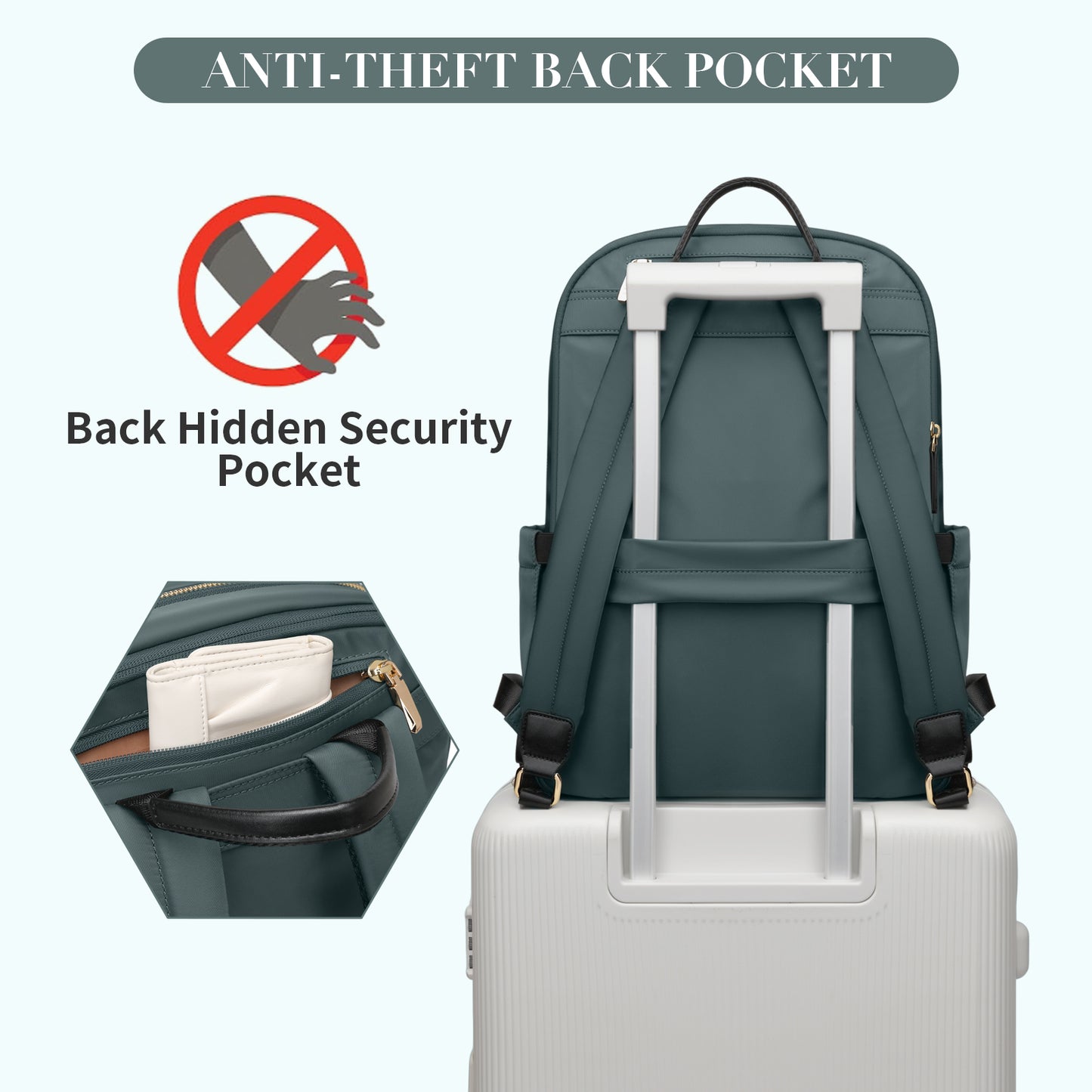 GOLF SUPAGS Laptop Backpack for Women Slim Computer Bag Work Travel College Backpack Purse Fits 14/15.6 Inch Notebook