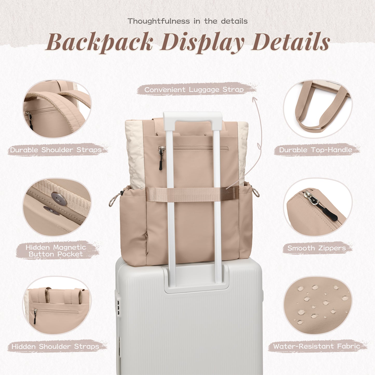 GOLF SUPAGS Convertible Laptop Backpack for Women 15.6" Laptop Tote Casual Daypack for Work Travel College Bag