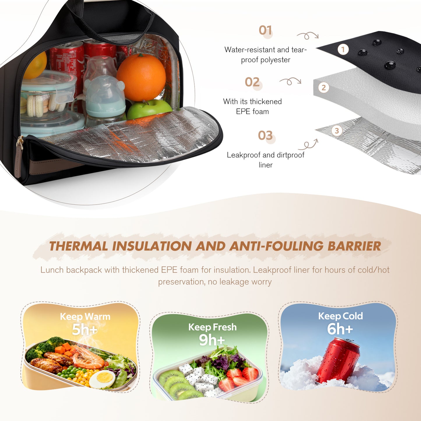 Diaper Bag Backpack with Portable Changing Pad 25L Baby Bag Insulated lunch box Backpack Fits 17.3" Laptop