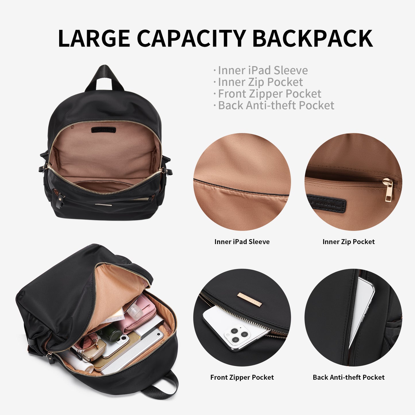 Stylish Backpack Purse for Women Casual Travel Daypack Mini Backpack Handbag Nylon Bookbag