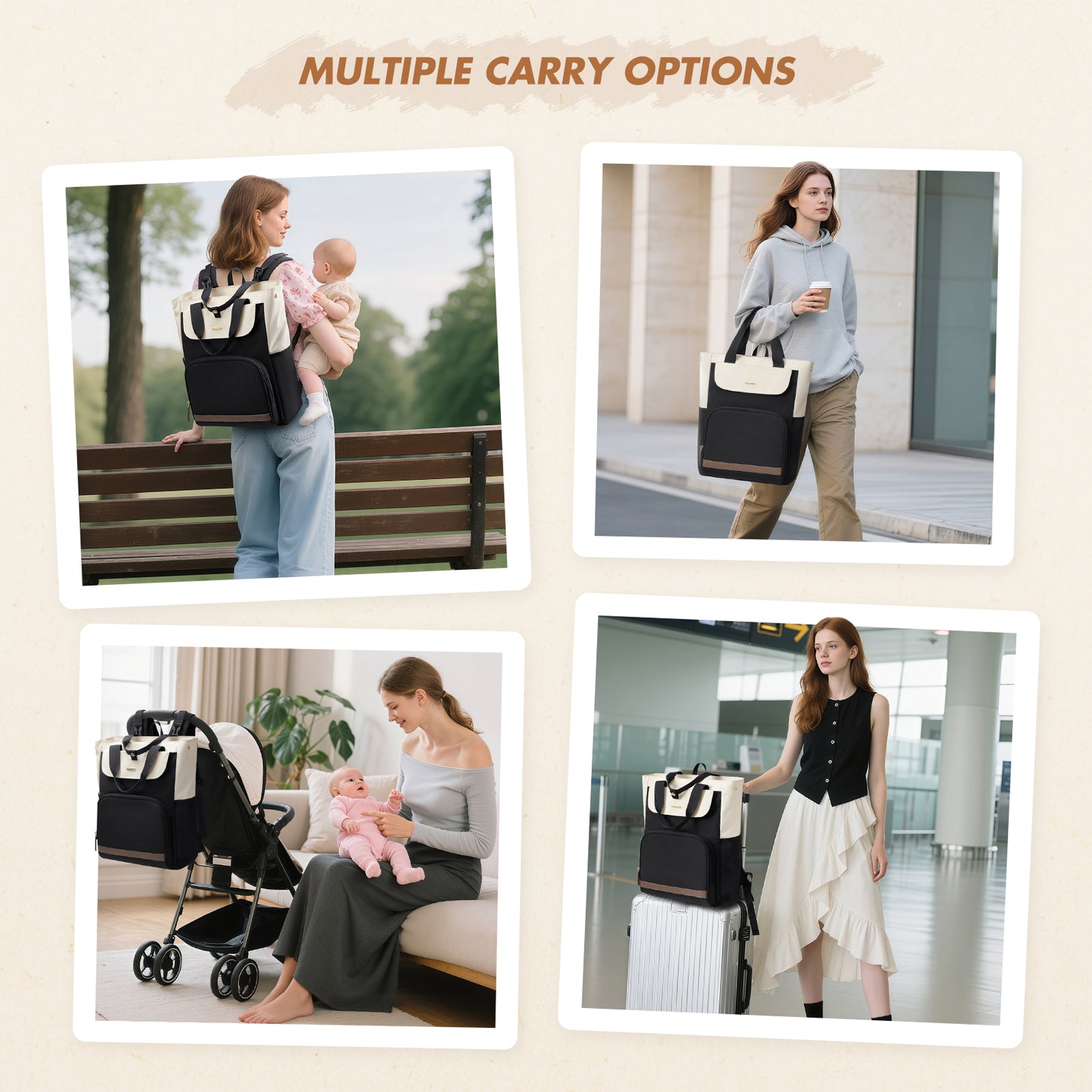 Diaper Bag Backpack with Portable Changing Pad 25L Baby Bag Insulated lunch box Backpack Fits 17.3" Laptop