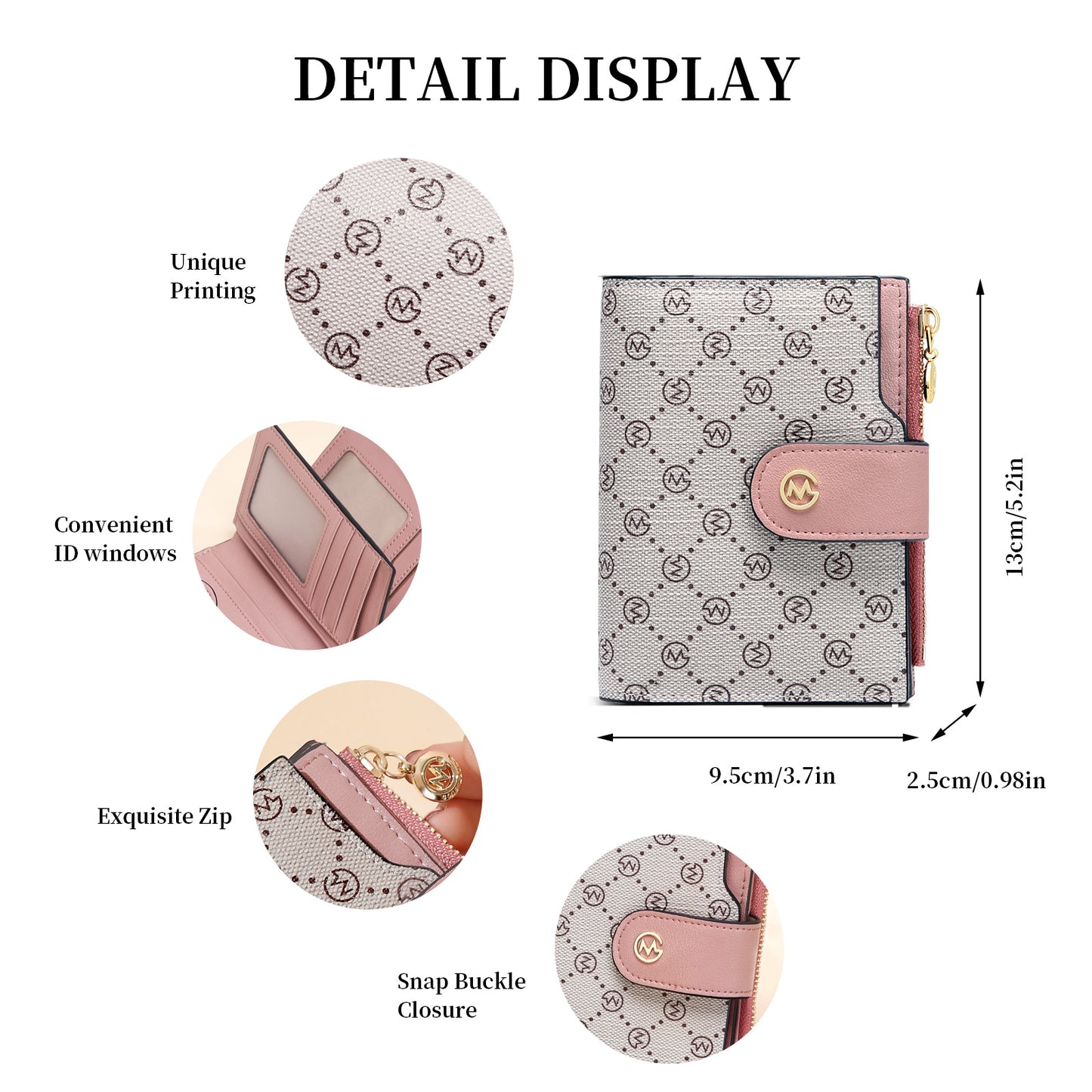 GOLF SUPAGS Wallets for Women PVC Leather Small Bifold Zipper Pocket Coin Purse Large Capacity Multi Card Organizer