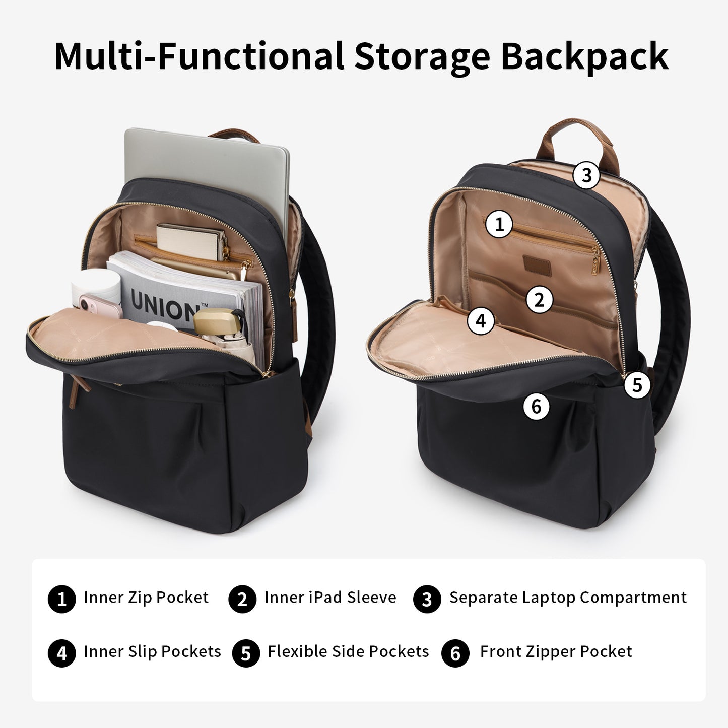 GOLF SUPAGS Laptop Backpack for Women Work Travel Backpacks Computer Bag Casual Daypack Fits 14 Inch Notebook