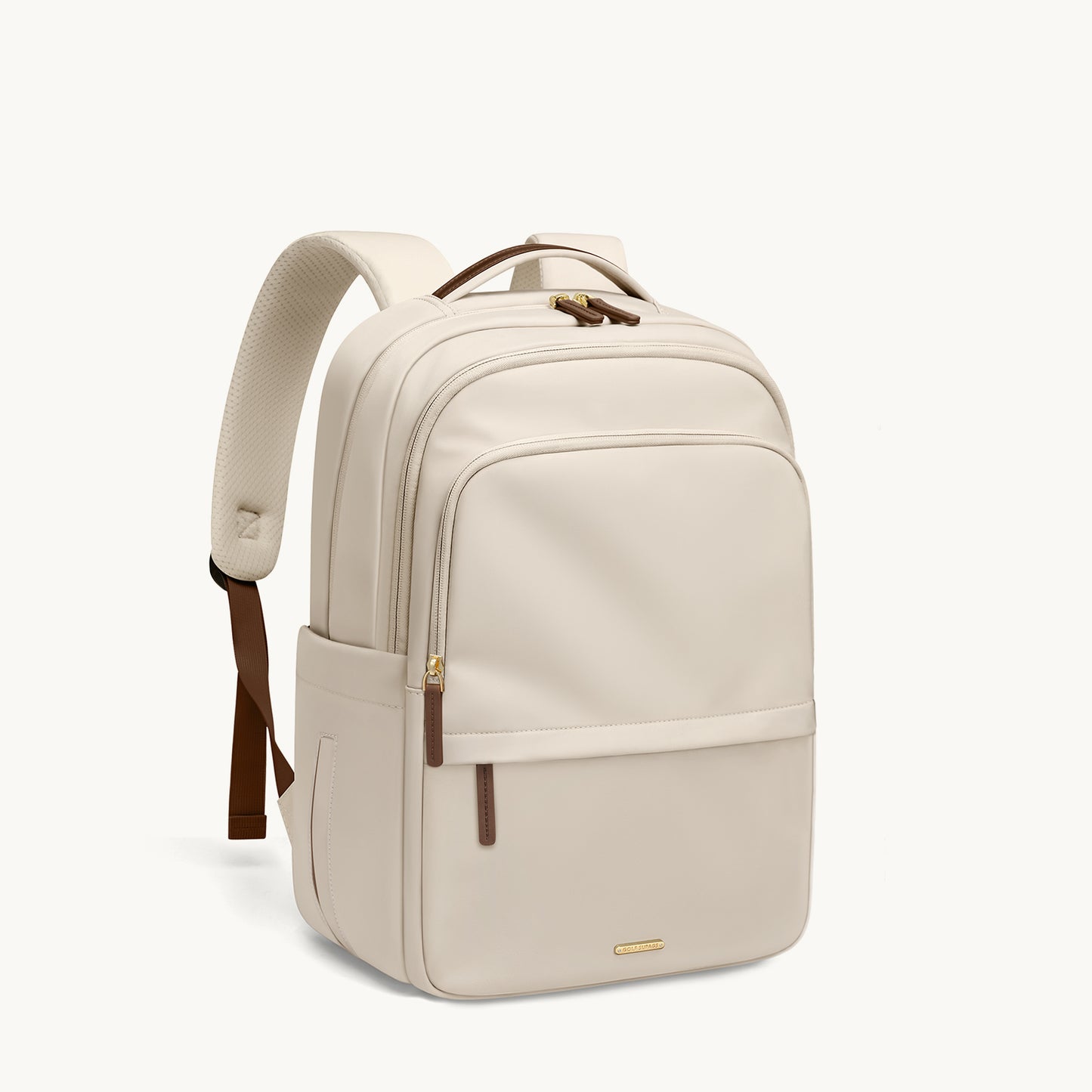 GOLF SUPAGS Multifunctional Laptop Backpack for Work Travel Leisure Water-Resistant Multiple Compartments Business Backpack for Women Fits 15.6 Inch Notebook (Apricot)