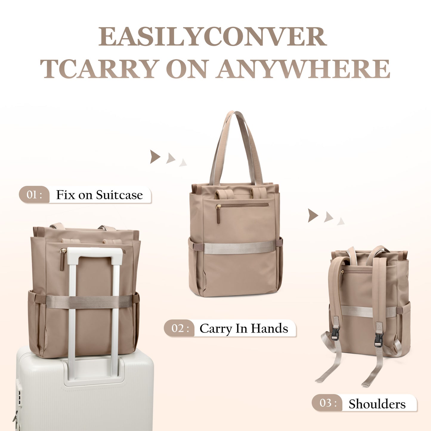 Convertible Laptop Backpack for Women Casual Daypack Notebook Tote Bag for Work College Travel Leisure