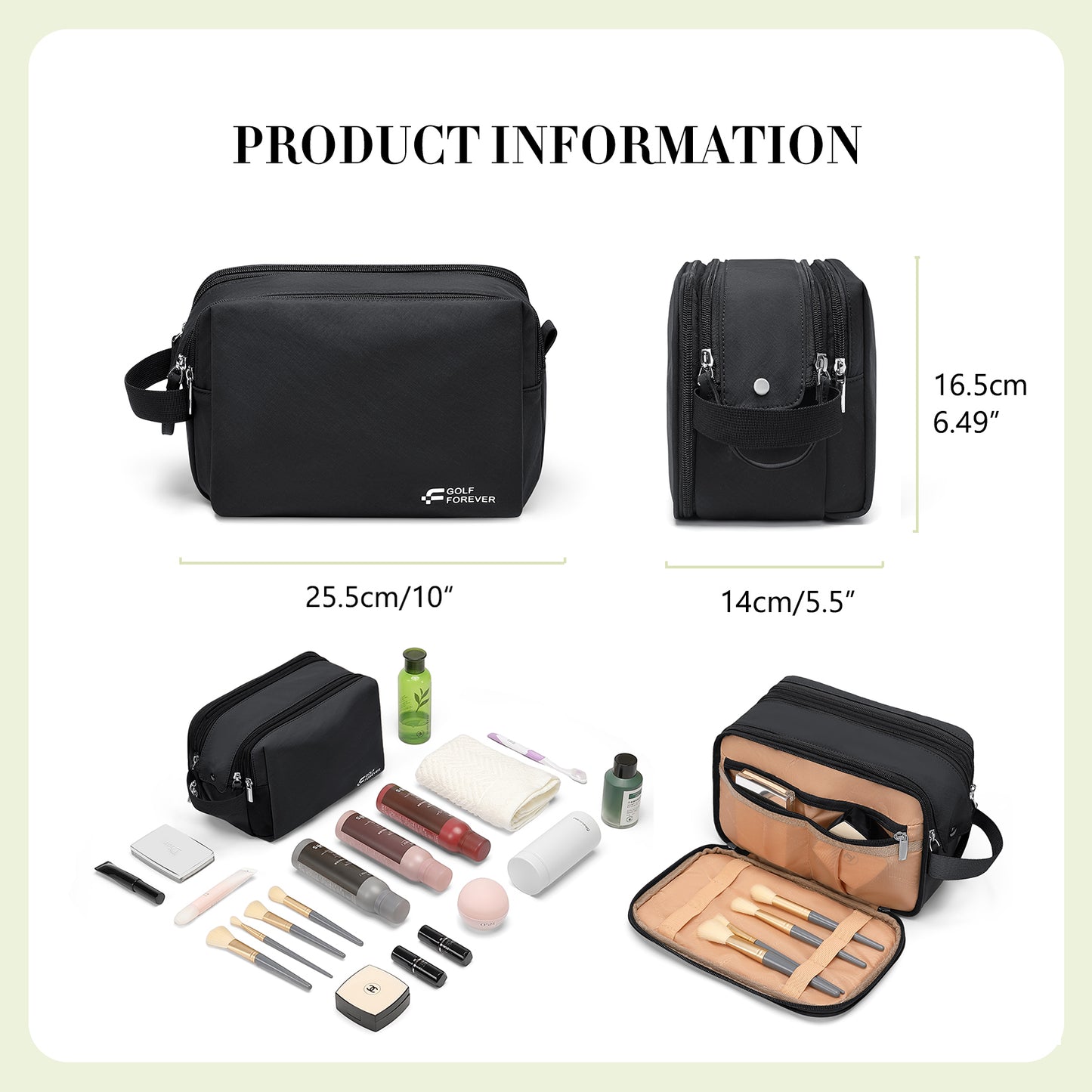 GOLF SUPAGS Large Toiletry Bag for Men Women, Hanging Dopp Kit Water-resistant Shaving Bag for Accessories, Cosmetic Makeup Bag Organizer, Travel Bag for Toiletries