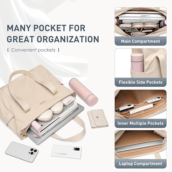GOLF SUPAGS Tote Bag for Women with Zipper Large Shoulder Bag Top Handle Handbag for Travel Work