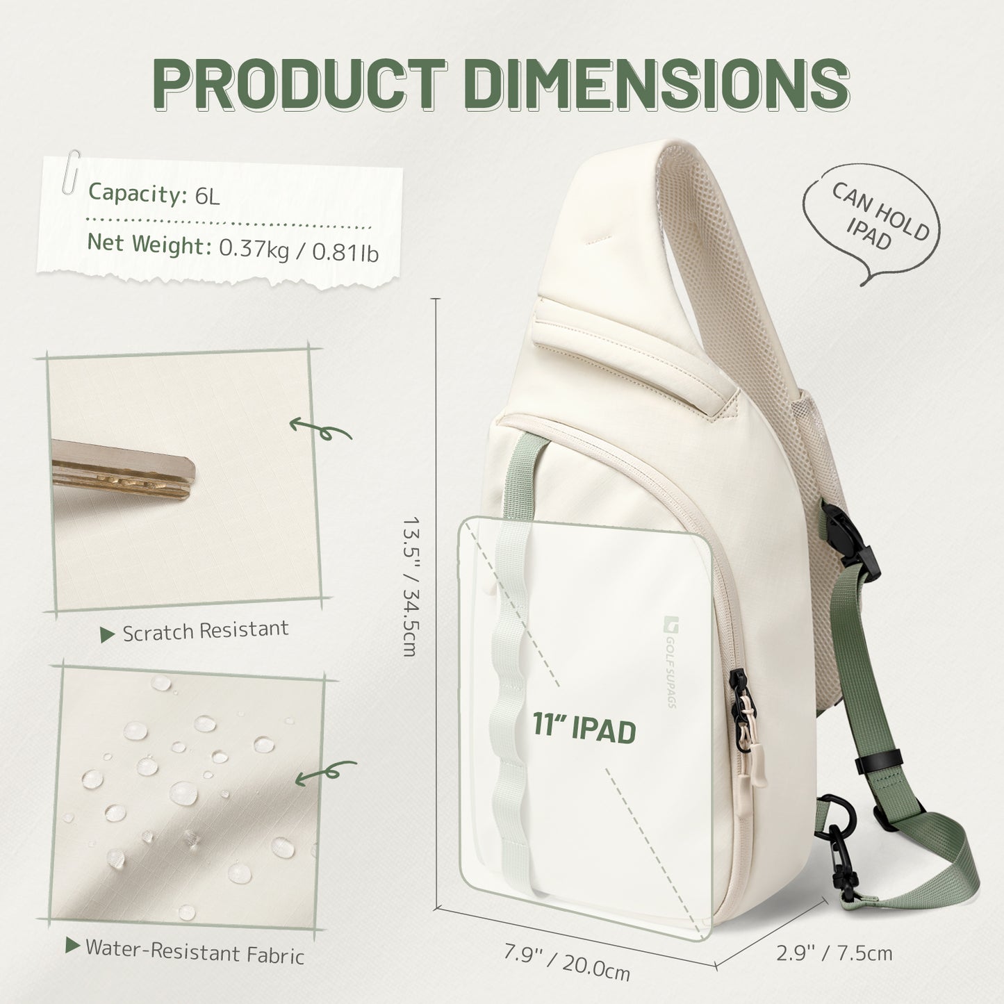 GOLF SUPAGS Sling Crossbody Bag for Men Women Tactical Shoulder Daypack Anti-Theft Cross Body Chest Bags for Casual Travel Hiking Sport Gym Motorcycle