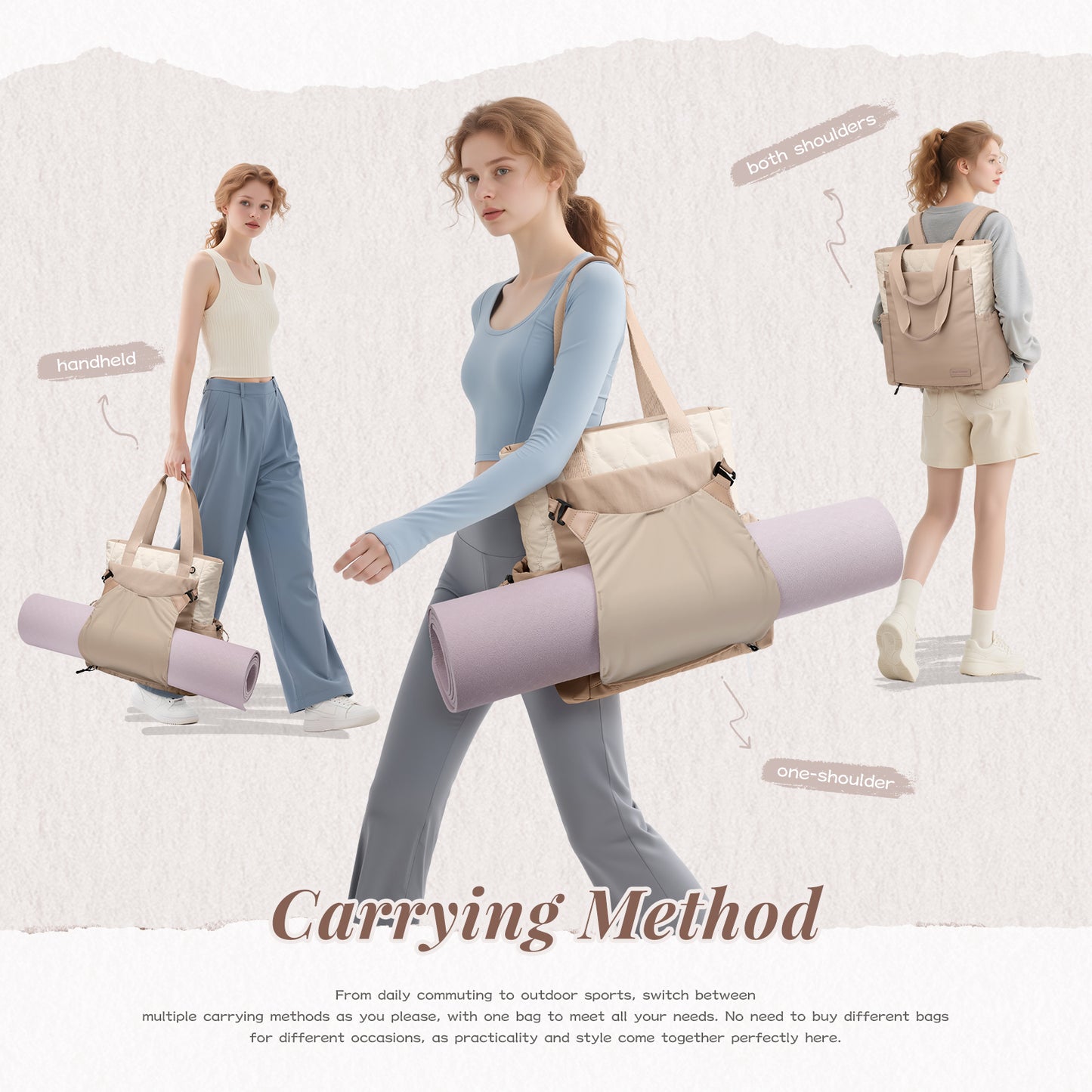 GOLF SUPAGS Convertible Laptop Backpack for Women 15.6" Laptop Tote Casual Daypack for Work Travel College Bag