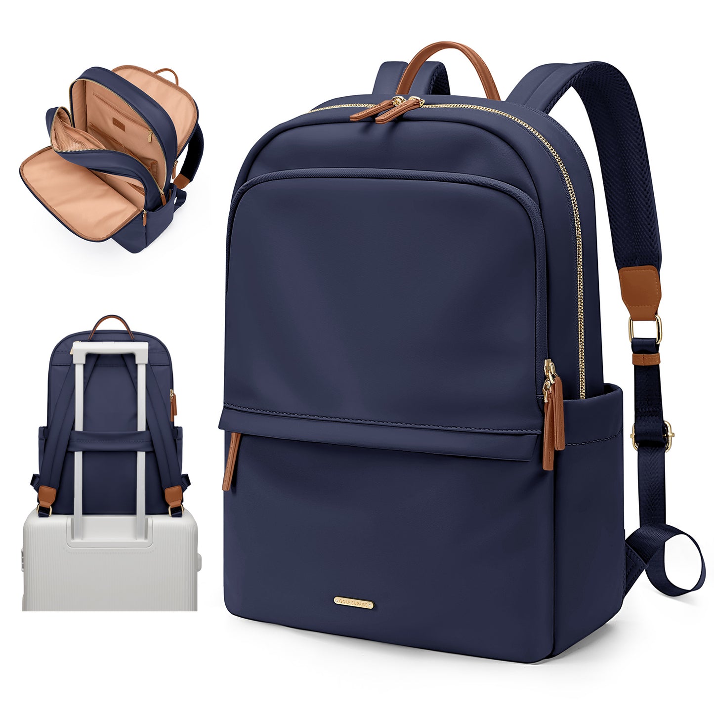 GOLF SUPAGS Laptop Backpack for Women Slim Computer Bag Work Travel College Backpack Purse Fits 14/15.6 Inch Notebook