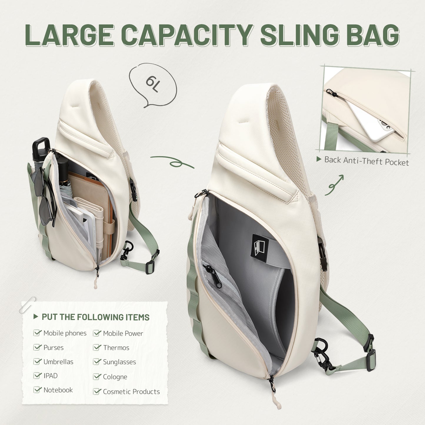 GOLF SUPAGS Sling Crossbody Bag for Men Women Tactical Shoulder Daypack Anti-Theft Cross Body Chest Bags for Casual Travel Hiking Sport Gym Motorcycle
