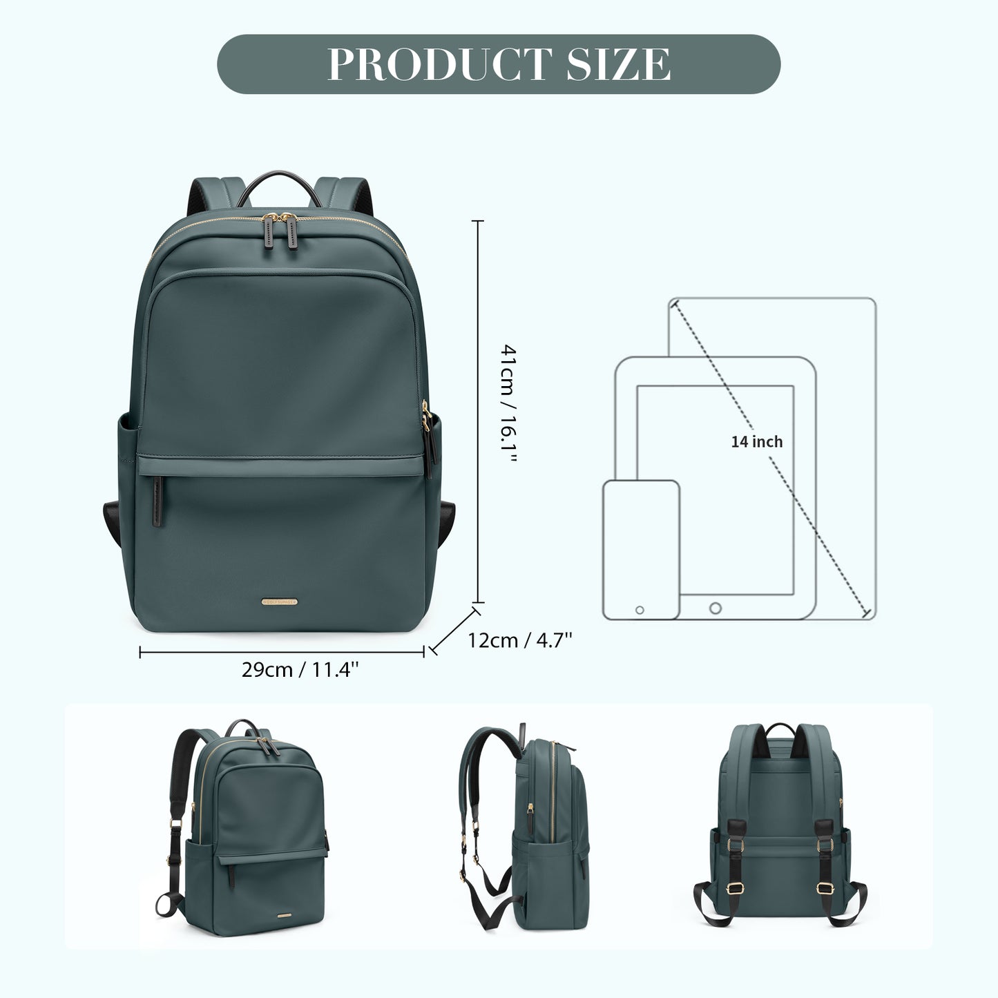 GOLF SUPAGS Laptop Backpack for Women Slim Computer Bag Work Travel College Backpack Purse Fits 14/15.6 Inch Notebook